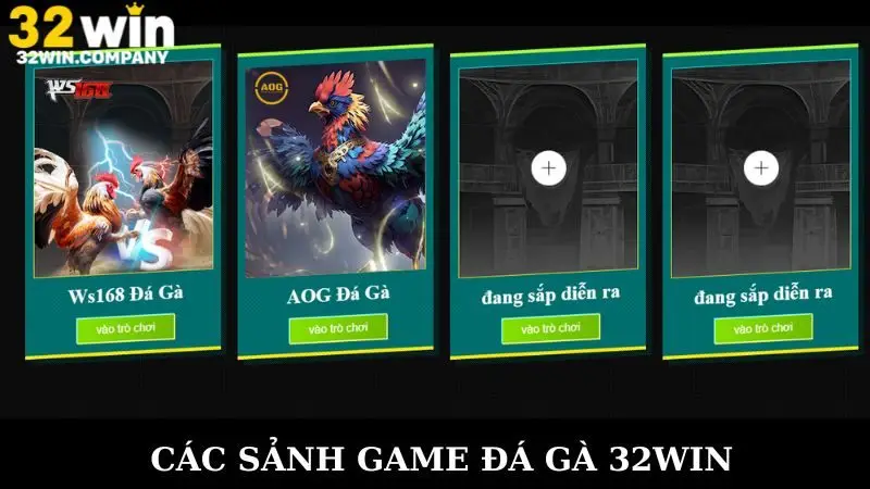 2 sảnh game ấn tượng tại đá gà 32win hấp dẫn